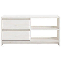 Maison Chic Meuble TV scandinave - Banc TV pour salon Blanc 80x31x39 cm Bois de pin massif -MN61579 pas cher