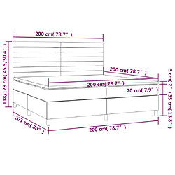 vidaXL Sommier à lattes de lit et matelas et LED Bleu 200x200 cm Tissu pas cher