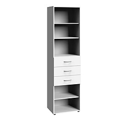 Pegane Etagère de rangement avec 3 tiroirs et 3 tablettes en mélamine coloris blanc - longueur 40 x hauteur 185 x profondeur 40 cm 