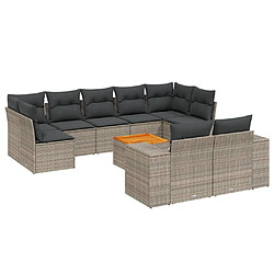 Maison Chic Salon de jardin avec coussins 10 pcs, Ensemble Tables et chaises de jardin, gris résine tressée -GKD397069