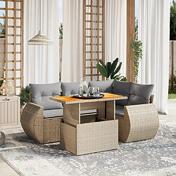 vidaXL Salon de jardin avec coussins 5 pcs beige résine tressée