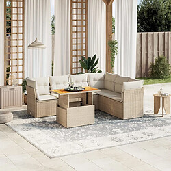 vidaXL Salon de jardin avec coussins 7 pcs beige résine tressée 