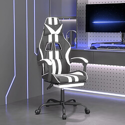 vidaXL Chaise de jeu pivotante et repose-pied Noir et blanc Similicuir 