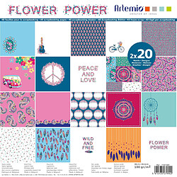 Bloc papier 30x30cm Flower power 40 feuilles - Artémio