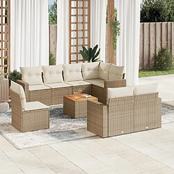 vidaXL Salon de jardin avec coussins 9 pcs beige résine tressée