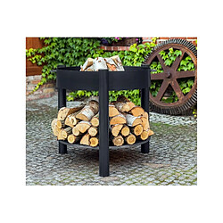 Farm-Mdlt Brasero de jardin SOLAFA XL avec range bois en acier 