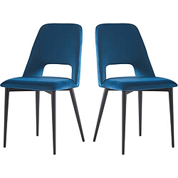 Habitat Et Jardin Lot de 2 Chaises en velours Fedora - Bleu foncé