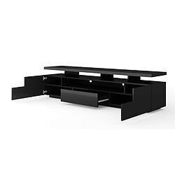 BIM FURNITURE Meuble TV bas Eva 195 cm - noir mat / noir brillant avec LED