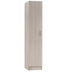 Colonne de rangement 1 porte en mélamine coloris chêne - Dim : H180 x L37.2 x P37 cm -PEGANE- 