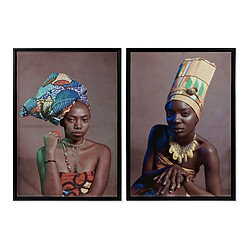 Cadre DKD Home Decor African Art Colonial Africaine (65 x 3,5 x 90 cm) (2 Unités)