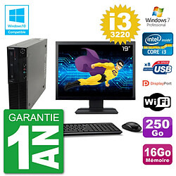 PC Lenovo M82 SFF Ecran 19" i3-3220 RAM 16Go Disque 250Go Graveur DVD Wifi W7 - Occasion