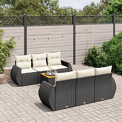 Maison Chic Ensemble Tables et chaises d'extérieur 7pcs avec coussins,Salon de jardin noir résine tressée -GKD874395