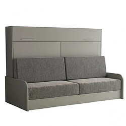 Inside 75 Armoire lit escamotable VERTIGO SOFA accoudoirs gris canapé tissu gris 160*200 cm