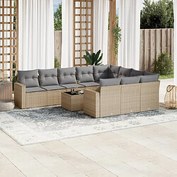 vidaXL Salon de jardin 11 pcs avec coussins beige résine tressée 