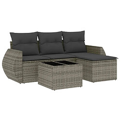 vidaXL Salon de jardin 5 pcs avec coussins gris résine tressée