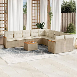 vidaXL Salon de jardin 11 pcs avec coussins beige résine tressée