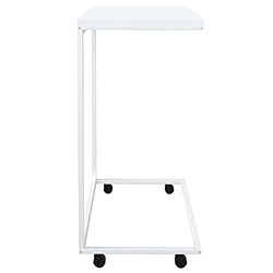 Avis vidaXL Table d'appoint avec roues Blanc 55x35x70 cm Bois d'ingénierie