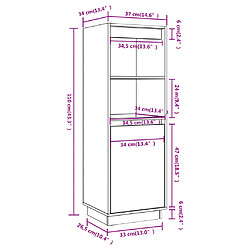 vidaXL Buffet haut Blanc 37x34x110 cm Bois massif de pin pas cher