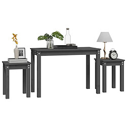 Avis vidaXL Tables gigognes 3 pcs Gris Bois de pin massif