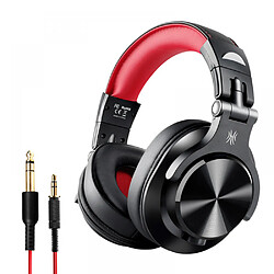 General Casque Bluetooth sur l'oreille, casque Hi-Res sur l'oreille pour la surveillance et le mixage en studio, casques pliables avec son stéréo sans fil/filaire, oreillette en cuir protéiné(rouge)