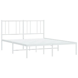 Maison Chic Lit adulte 140x200cm- Cadre de lit métal avec tête de lit pour chambre blanc -MN77497 pas cher