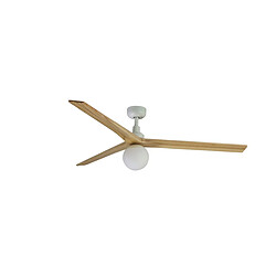 Faro Barcelona Grand ventilateur de plafond CC en bois de chêne clair blanc E27 6 vitesses