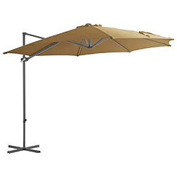 vidaXL Parasol de jardin en porte-à-faux avec mât en acier taupe