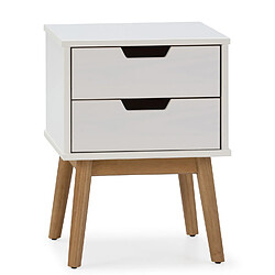 Vs Venta-Stock Table de chevet Baku 2 tiroirs blanc, bois de pin massif