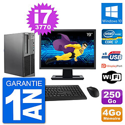 PC Lenovo M92p SFF Ecran 19" Intel i7-3770 RAM 4Go Disque 250Go Windows 10 Wifi - Occasion