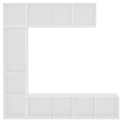 Avis vidaXL Ensemble de bibliothèque/meuble TV 3 pcs Blanc 180x30x180 cm