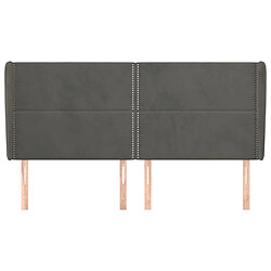 Avis Maison Chic Tête de lit scandinave avec oreilles,meuble de chambre Gris foncé 203x23x118/128 cm Velours -MN78922