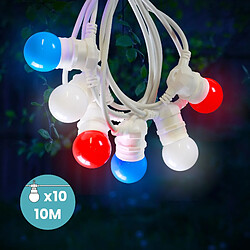 SkyLantern Guirlande Lumineuse Extérieur Bleu Blanc Rouge 10 m Cable Blanc 