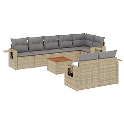 vidaXL Salon de jardin avec coussins 9pcs mélange beige résine tressée