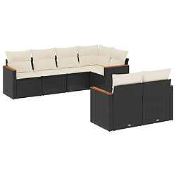 vidaXL Salon de jardin 7 pcs avec coussins noir résine tressée