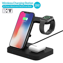 Station de charge sans fil 3 in1Fast pour Samsung pour la série de montres Iphone ForApple Noir 