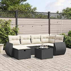 Maison Chic Ensemble Tables et chaises d'extérieur 7pcs avec coussins,Salon de jardin noir résine tressée -GKD129710