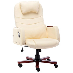 vidaXL Chaise de bureau Crème Similicuir