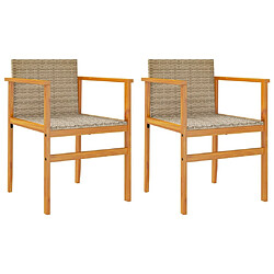 Maison Chic Lot de 2 Chaises de jardin | chaises Relax d'extérieur beige résine tressée et bois massif -GKD17839