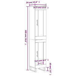 vidaXL Buffet haut Chêne marron 34,5x34x180 cm Bois d'ingénierie pas cher