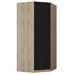 Inside 75 Armoire d'angle dressing KEY chêne 1 porte noir mat 100 x 100 cm