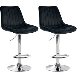 Non Lot de 2 tabourets de bar Toni velours chrome