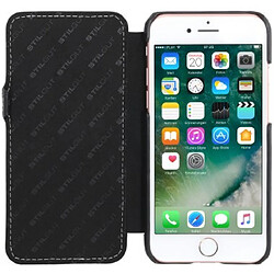 Etui iPhone 7 Book Type en cuir véritable noir nappa – StilGut