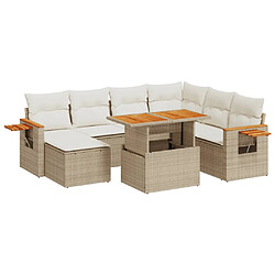 vidaXL Salon de jardin avec coussins 8 pcs beige résine tressée