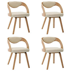 Maison Chic Lot de 4 Chaises à manger,Chaise pour cuisine crème bois courbé et similicuir -MN93606