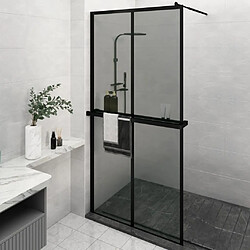 Maison Chic Paroi de douche | Écran de douche | Cloison de douche avec étagère Noir 118x190cm Verre ESG&Aluminium -GKD42738