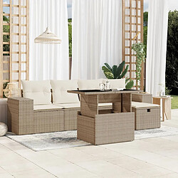 vidaXL Salon de jardin avec coussins 6 pcs beige résine tressée 