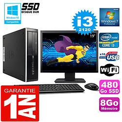 PC HP Compaq 8300 SFF Core I3-2120 Ram 8Go Disque 480 Go SSD Wifi W7 Ecran 19" - Occasion