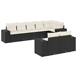 vidaXL Salon de jardin 8 pcs avec coussins noir résine tressée