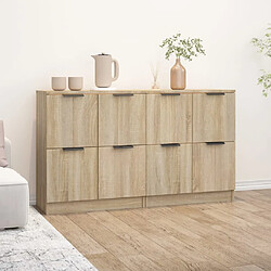 Maison Chic Ensemble de 2 Buffets,commode,console pour rangement Chêne Sonoma 60x30x70 cm Bois d'ingénierie -MN73400