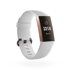 Shot Bracelet Silicone pour FITBIT Charge 3 Taille S 95-103mm Petit Poignet Sport (BLANC) 